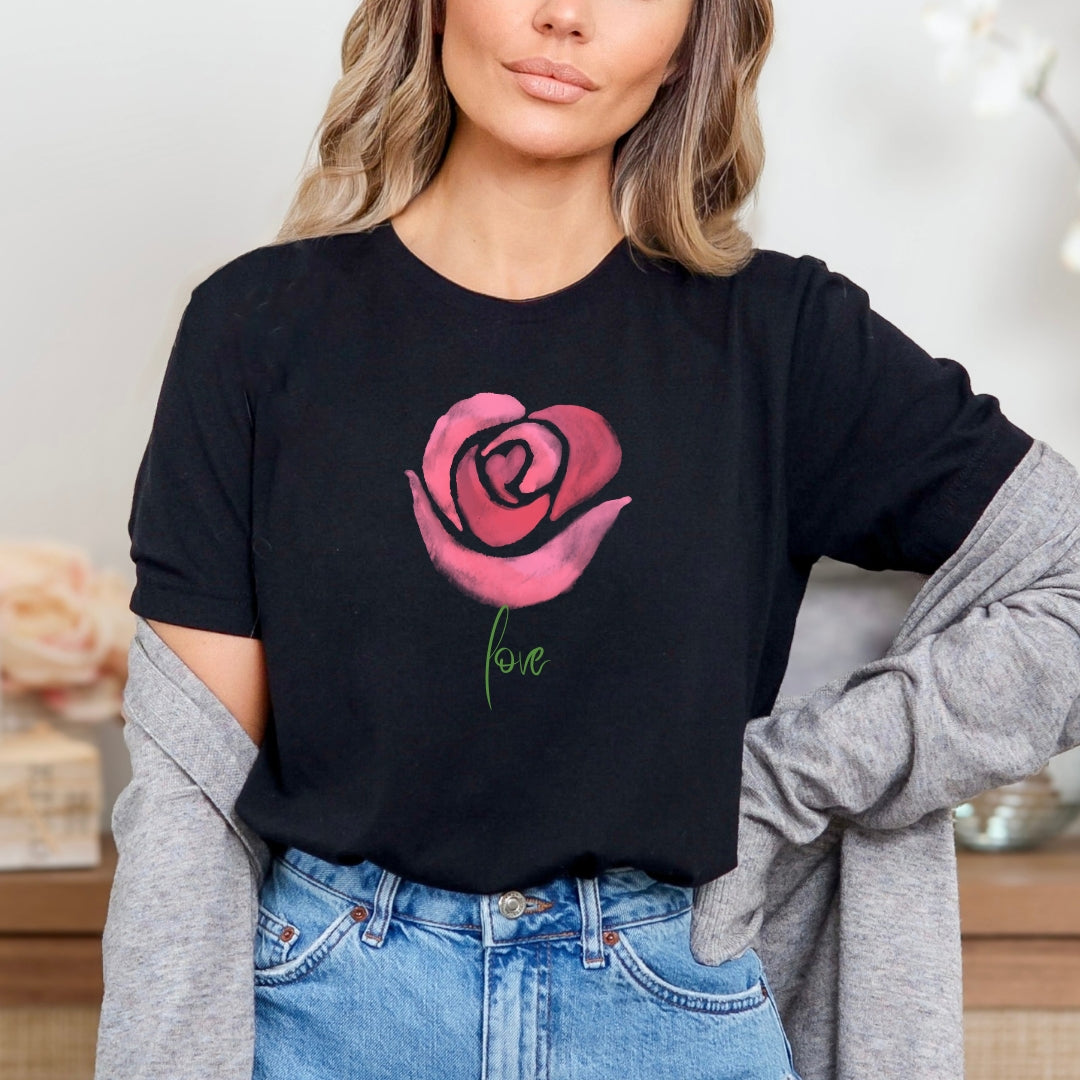 Tricou bumbac 100% love trandafir 8