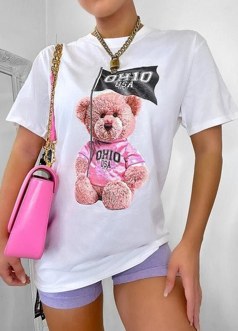 Tricou Oversized Pink Teddy Bear USA