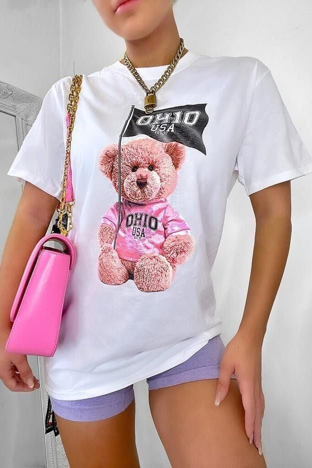 Tricou Oversized Pink Teddy Bear USA