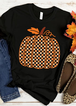 Tricou Oversized Checkered Pumpkin Autumn