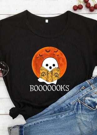 Tricou Oversized Autumn Halloween Books Ghost Cute