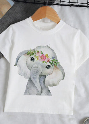 Tricou copii Elefant cu floricele