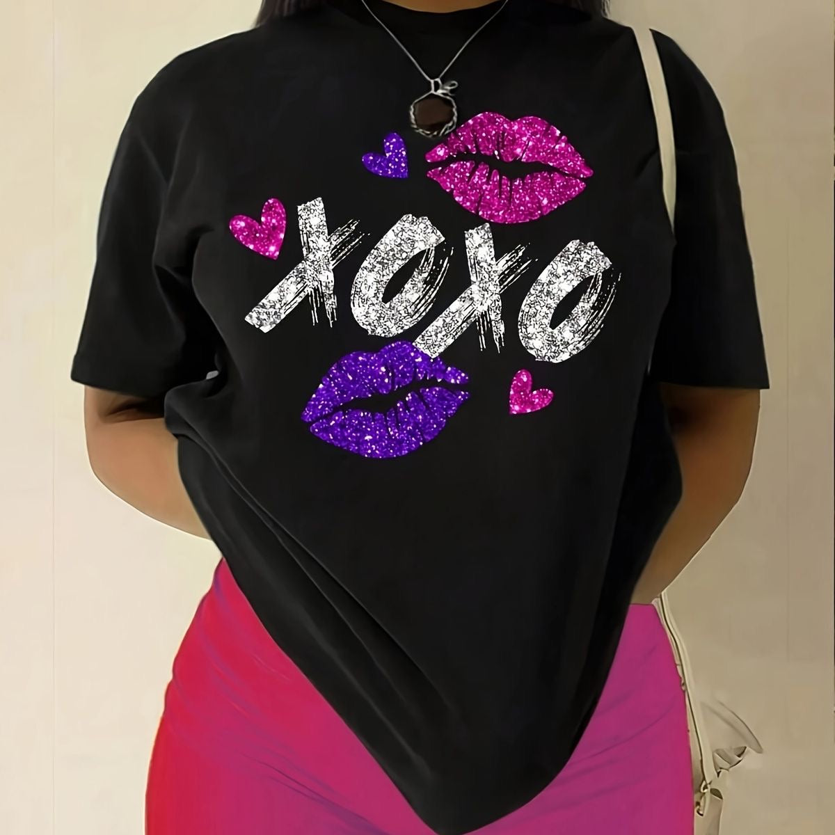 Tricou Oversized xo glitter