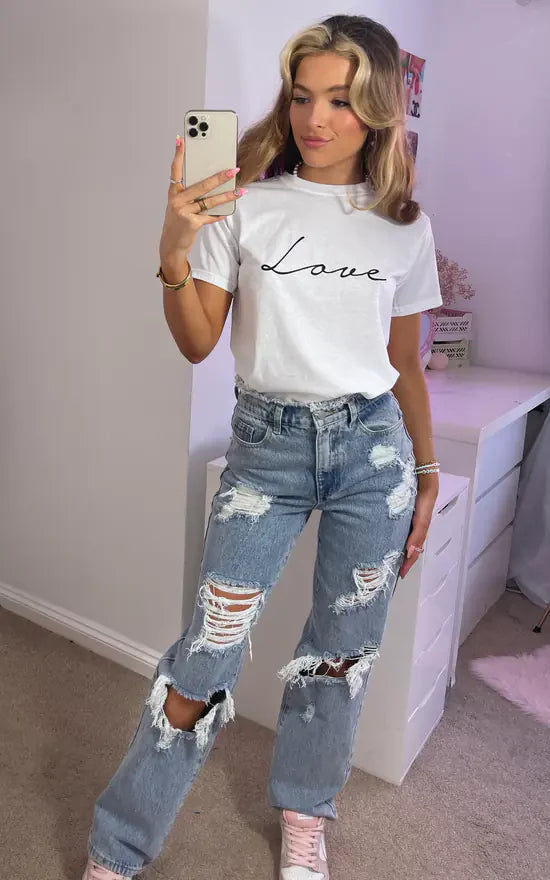 Tricou Oversized Iubire Scris