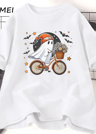 Tricou Oversized Cute Halloween Ghost Autumn Design