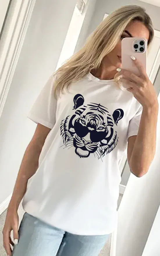 Tricou Oversized Tigru Cu Ochelari