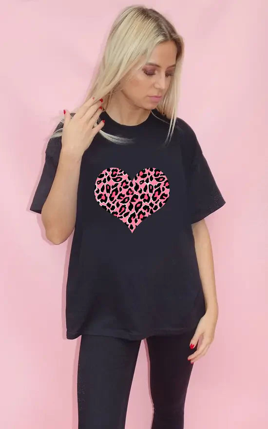 Tricou Oversized Inima Mauve